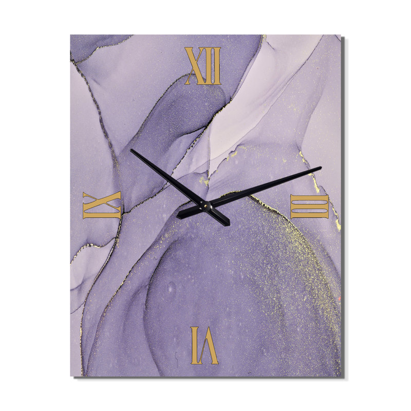 Horloge murale abstraite mauve et grise, Surdimensionné