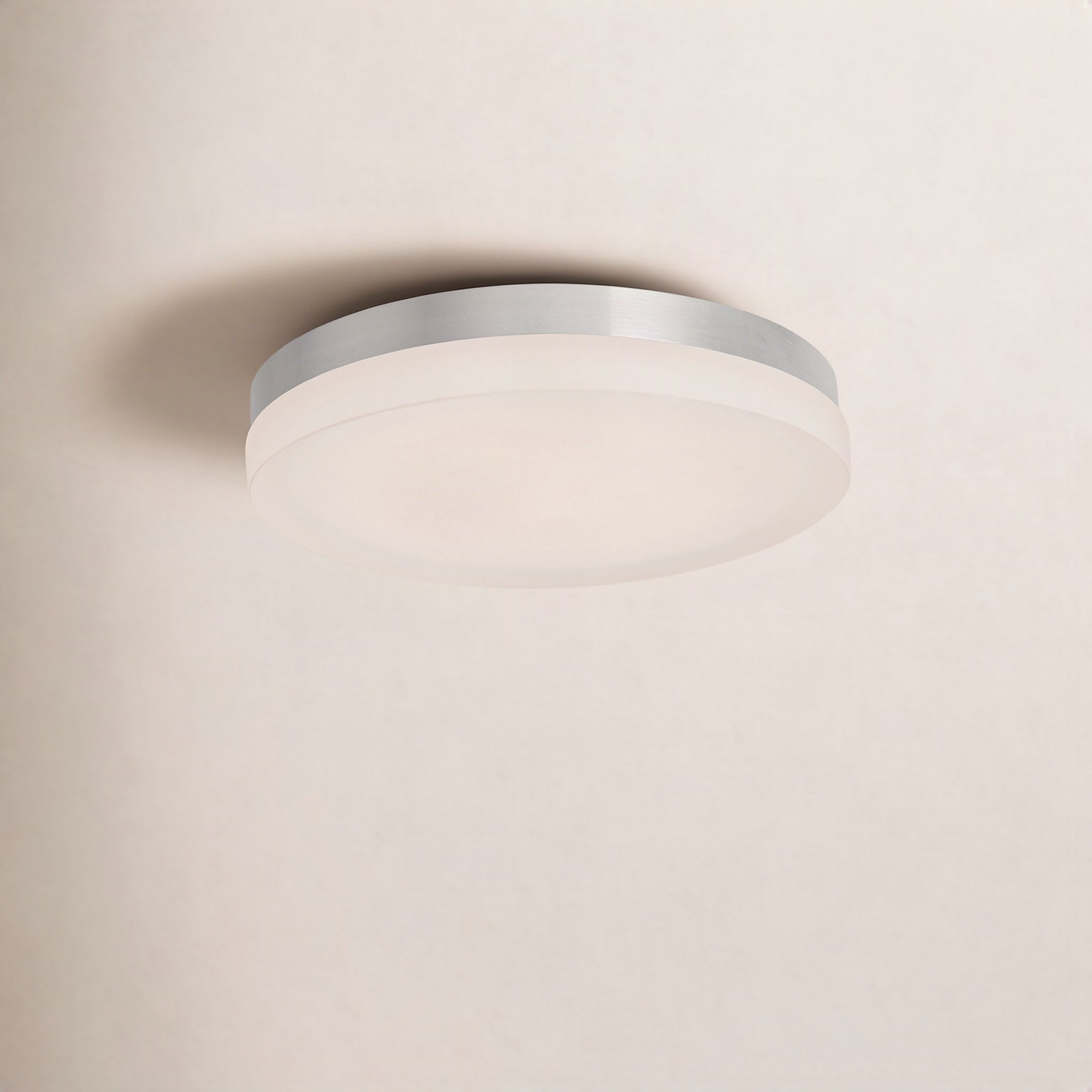 Single Light Glass LED Flush Mount, Titanium, 2.5" H x 11" W x 11" D, 3000K