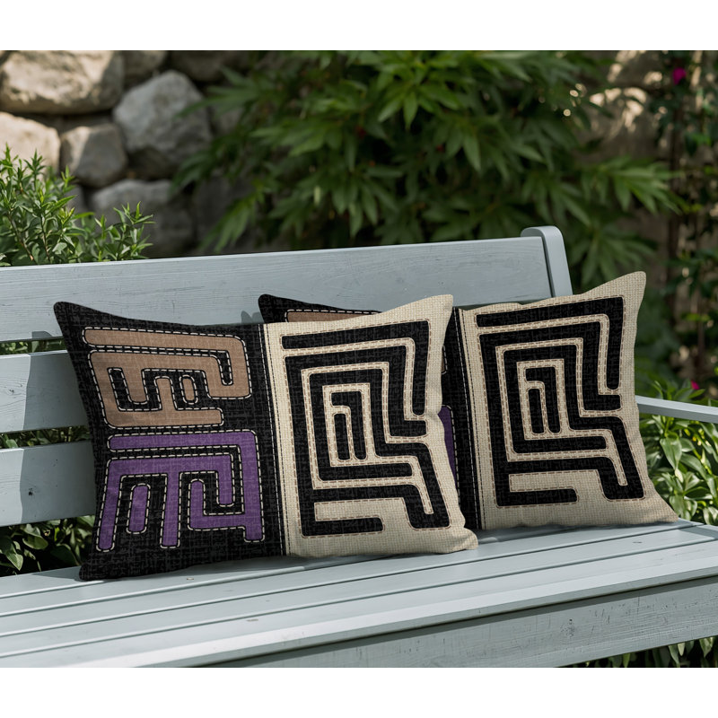 Oreiller réversible intérieur / extérieur à imprimé tribal Tonto, 20x14, Purple