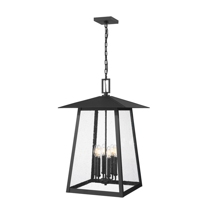 Oswyn 6 Light Outdoor Chain Mount Ceiling Fixture in Black