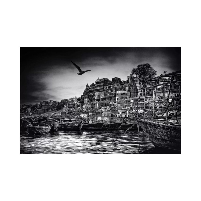 The Boats Of Varanasi by Piet Flour - Wrapped Canvas Print, 101.6 cm H x 66.04 cm W