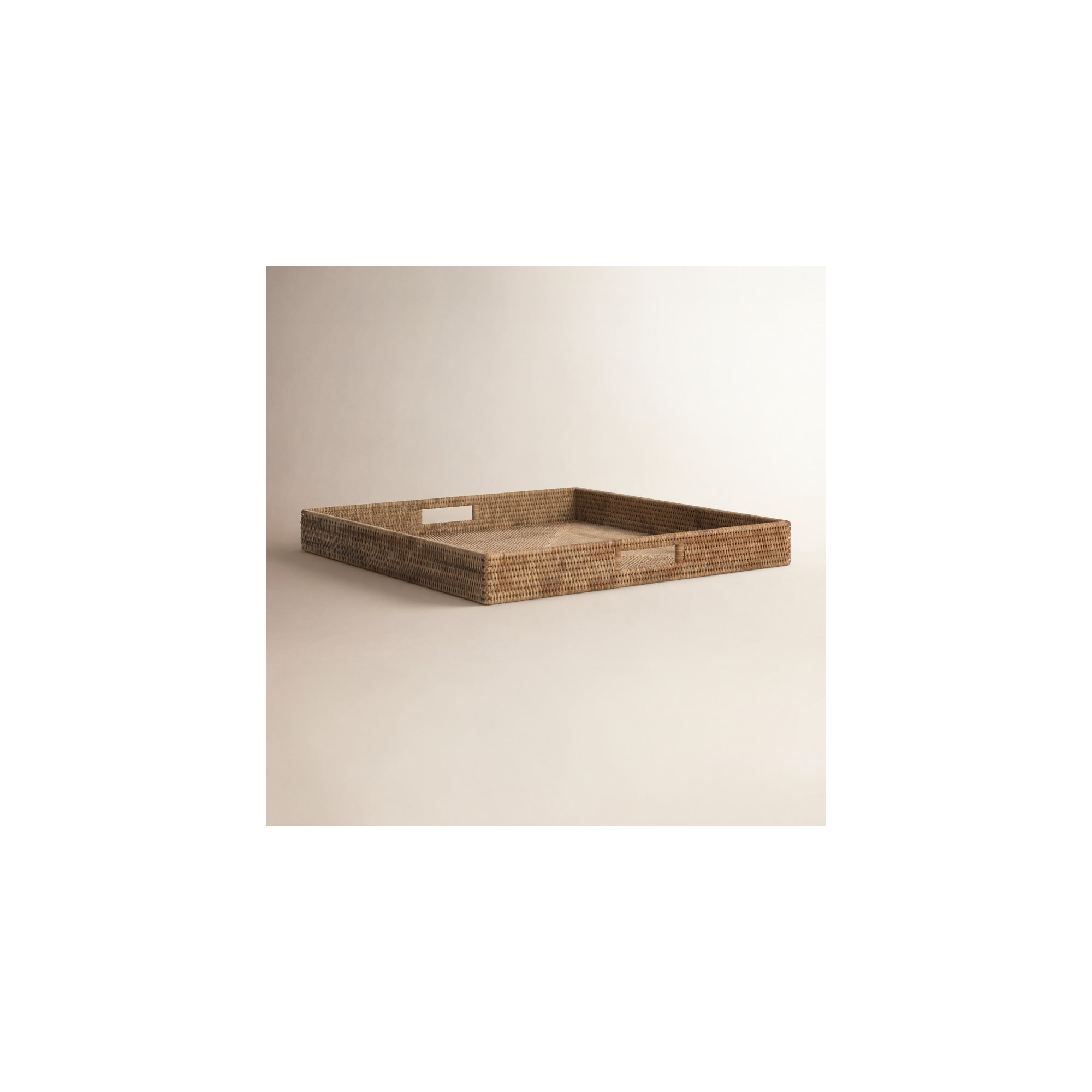 Edmond Rattan Tray - Set of 1, 3" H x 24" W x 24" D, Honey Brown
