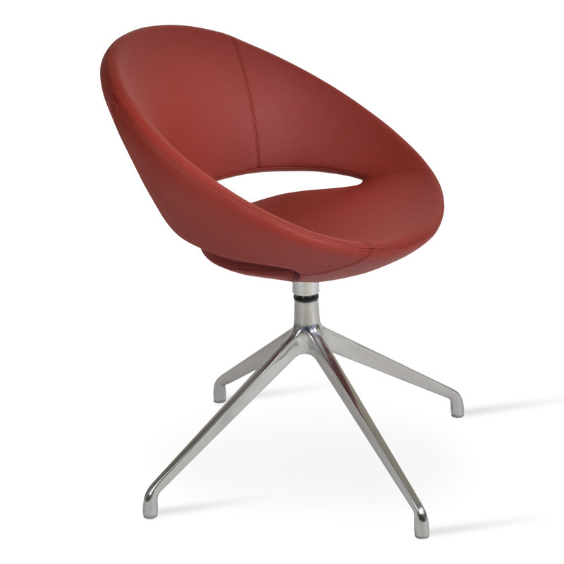 Fauteuil pivotant Crescent Spider, Rouge foncé, Chrome
