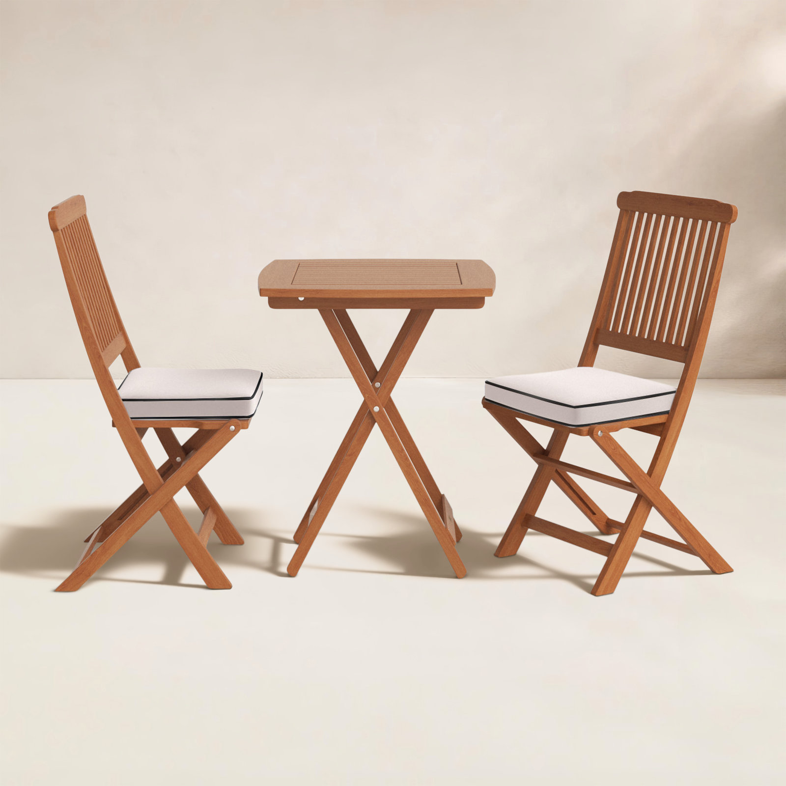 Fleur 24" Eucalyptus Patio Bistro Set, Beige