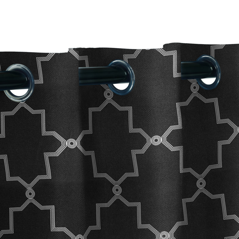 Nichola Vintage Geometric Trellis Room Darkening Room Darkening  Curtains, Rod Pocket or Grommets, 52" W x 63" L, Black
