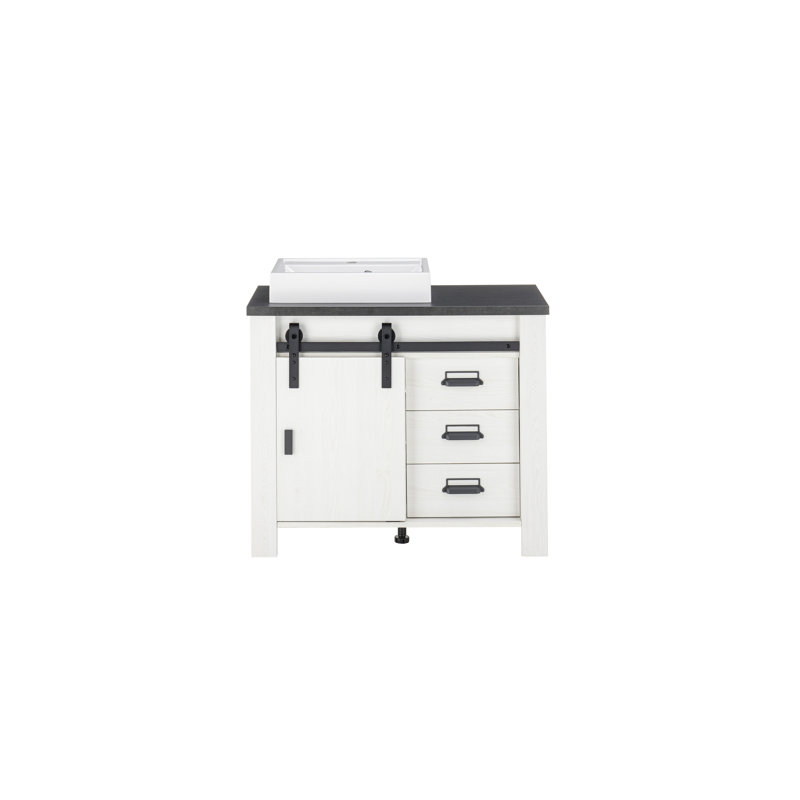 Jackeline 950mm Free Standing Single Bathroom Vanity with Marble Top, White