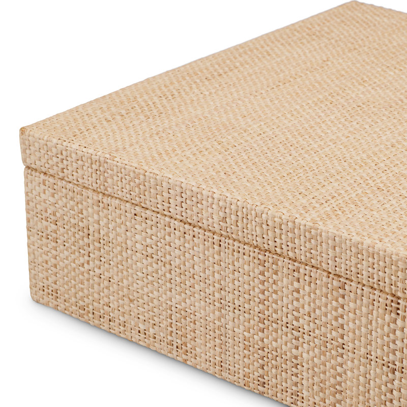 Cadiz Handmade Raffia Decorative Box, 3.94" H x 15.75" W x 11.81" D