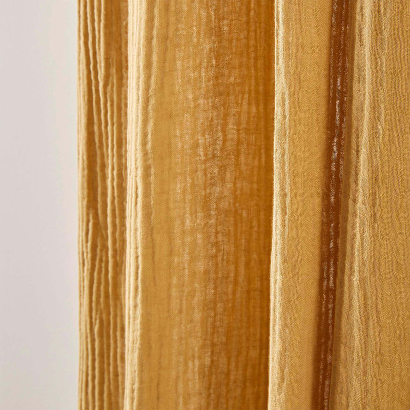 Cotton Blend Curtain Single Panel, 140 x 280cm, Yellow