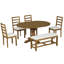 Ensemble de salle à manger extensible en bois massif avec banc et 4 chaises, 6 pièces, table de 60 pouces beige brun