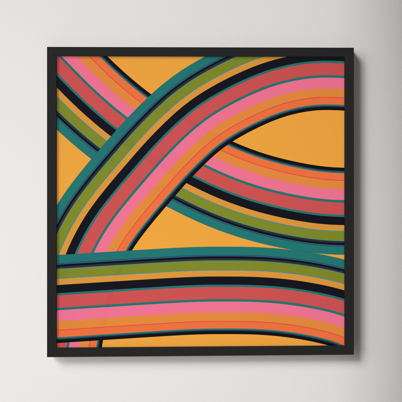 Twist Series I "Fiesta Twist" Print, 24" H x 24" W x 1.25" D, Black
