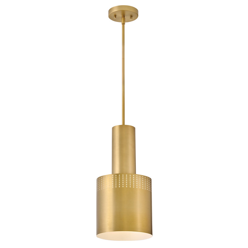 Casey Small Modern Pendant Light with Perforated Details, Gold, Gold