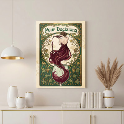 Tableau sur toile « Femme vinant » de style Art nouveau (1 pièce)