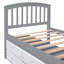 Lit plateforme simple en bois massif avec 6 tiroirs, gris et blanc