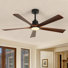 Ventilateur de plafond noir 52 po avec télécommande à moteur réversible 3Cct à intensité variable (ensemble de 2)