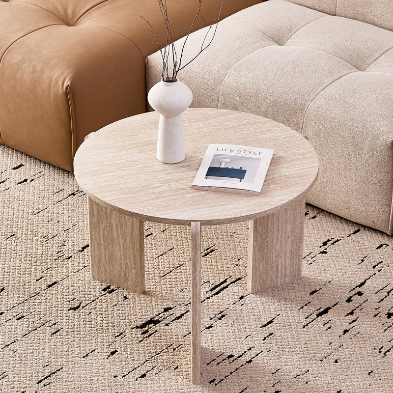 Round Nesting Coffee Tables Set Of 2 For Living Room [Interchangeable Height] Mid Century Modern Circle Side Table For Bedroom, Apartment
