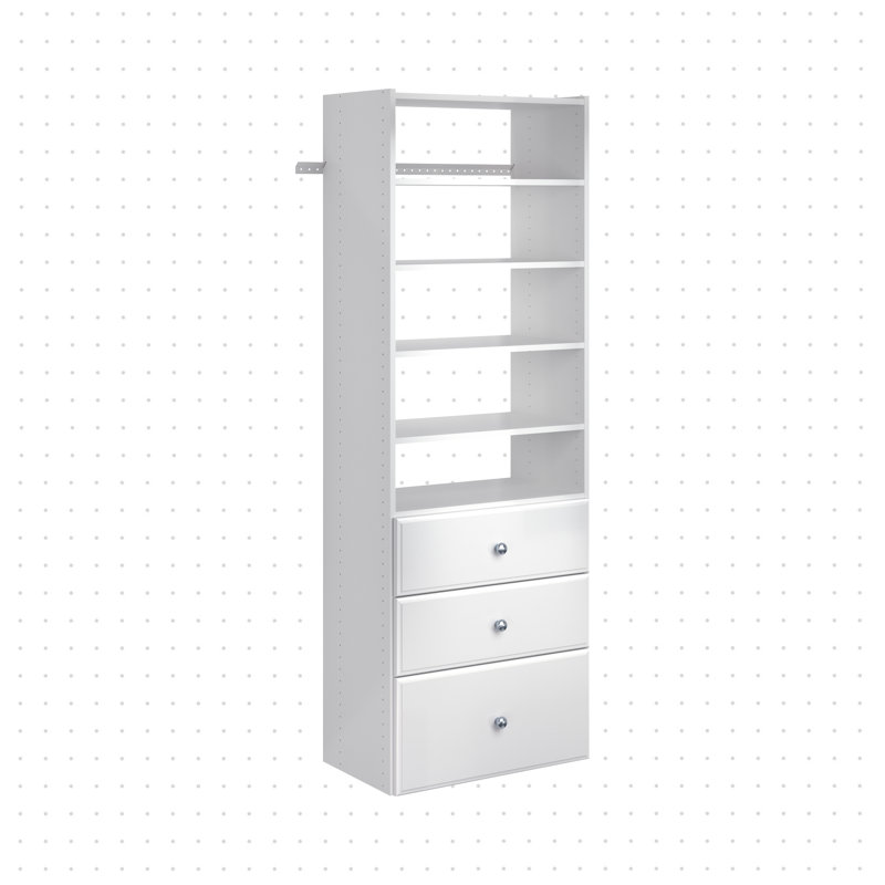 Grid Manufactured Wood Closet System, White