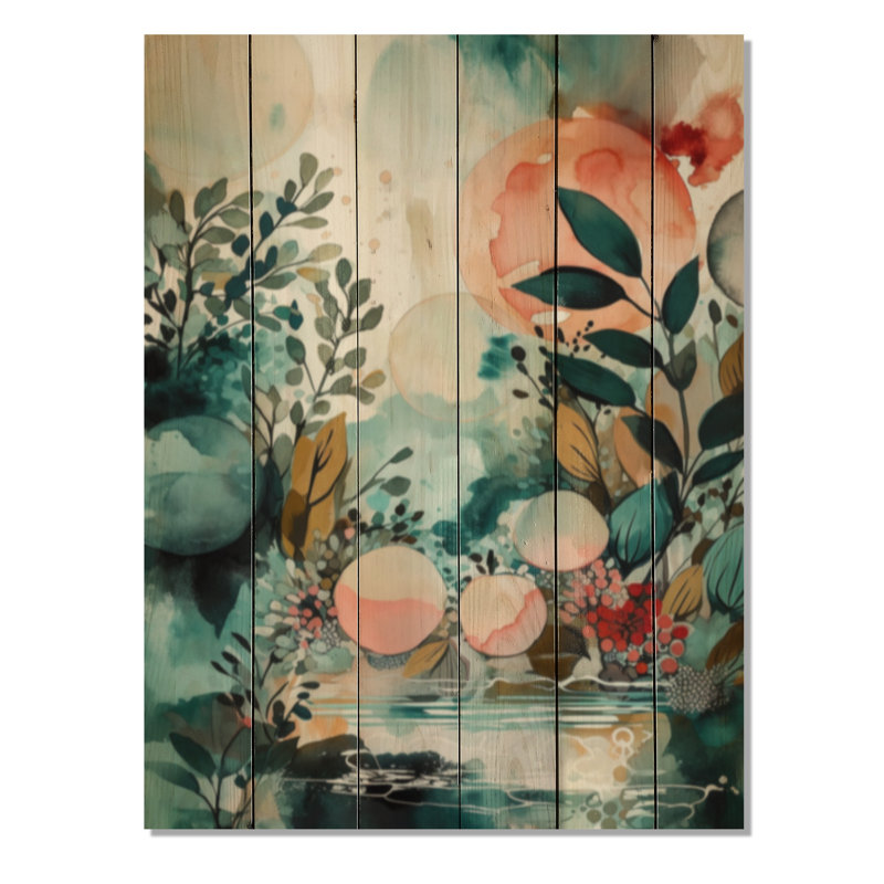 Impressions vertes et oranges d'un esprit libre II sur bois, H 32 po x l 24 po x P 0,78 po
