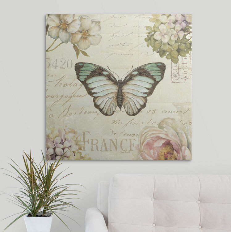« marche aux fleurs papillon ii » par lisa audit, impression, H 30 po x l 30 po x P 1,5 po, Toile