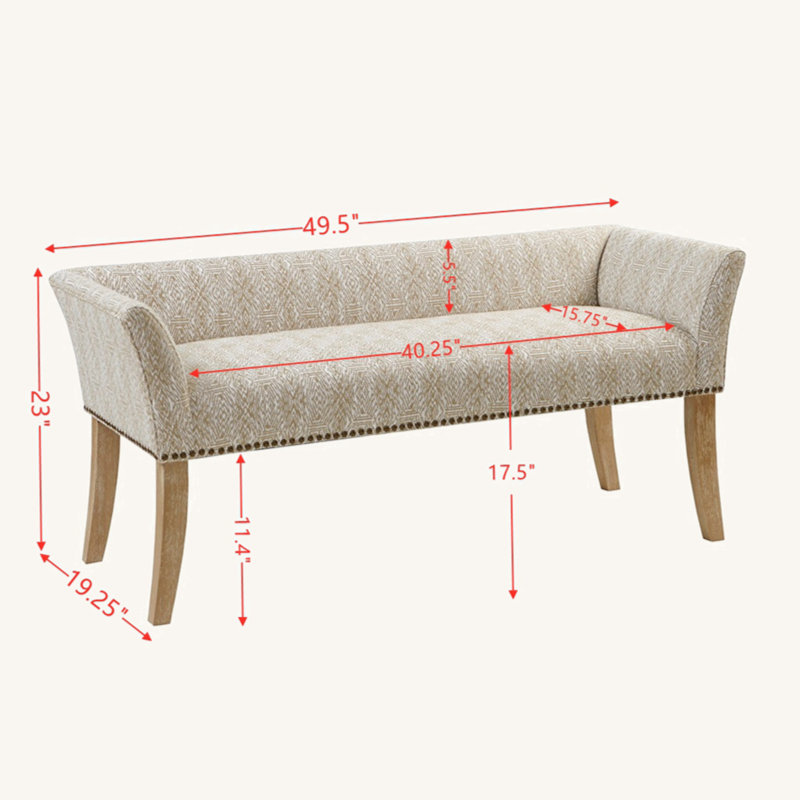 Dalice Upholstered Bench, Natural, Multicolor Beige