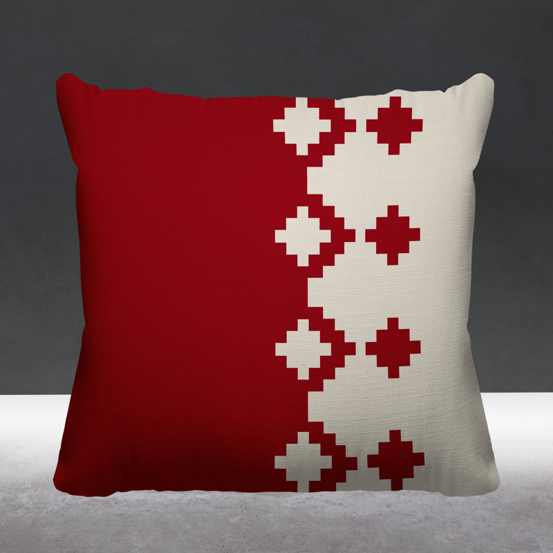 Coussin intérieur / extérieur Moki Southwestern, L 17 po x H 17 po, Rouge