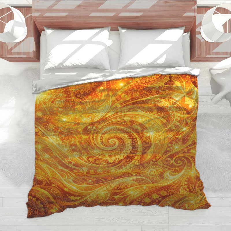Golden Swirling Patterns Comforter, Twin Extra Long