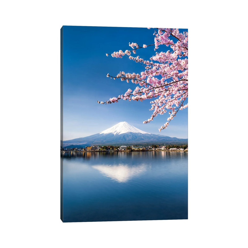 Cherry Blossom And Mount Fuji At Lake Kawaguchiko, Japan by Jan Becke - Wrapped Canvas Print