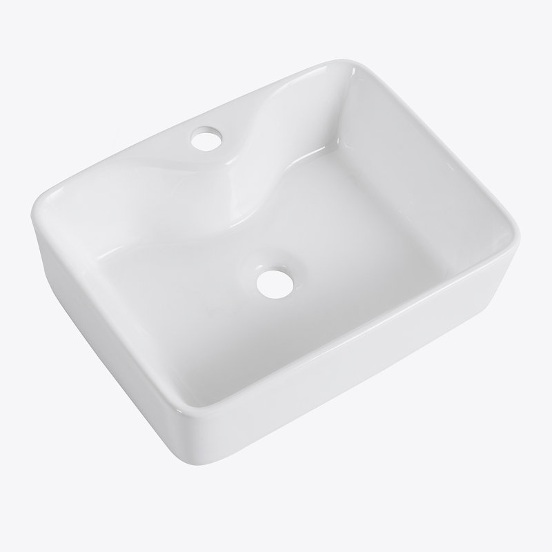 Ceramic Rectangular Above Counter White Bathroom Sink Art Basin