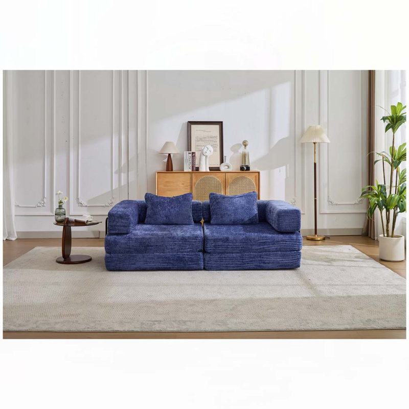 Canapé-lit Chenille, Bleu très foncé