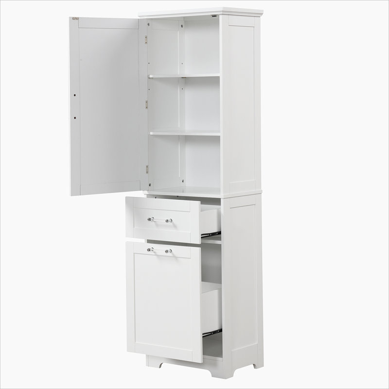 Grande armoire de rangement pour salle de bain, armoire de rangement avec tiroirs de différentes tailles et tablette réglable