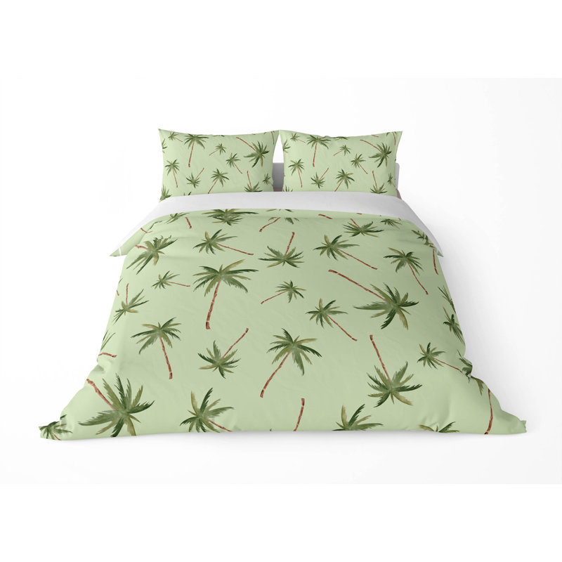 Summer Palms 3- Piece Decorative Lightweight Comforter Set, King Comforter + 2 King Pillowcases, Lime