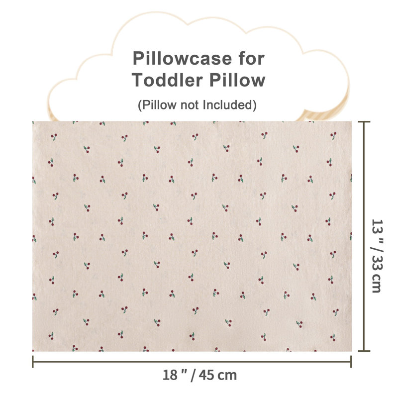 Toddler Pillowcase - Jersey Cotton Crib Size, Beige/Red Cherry