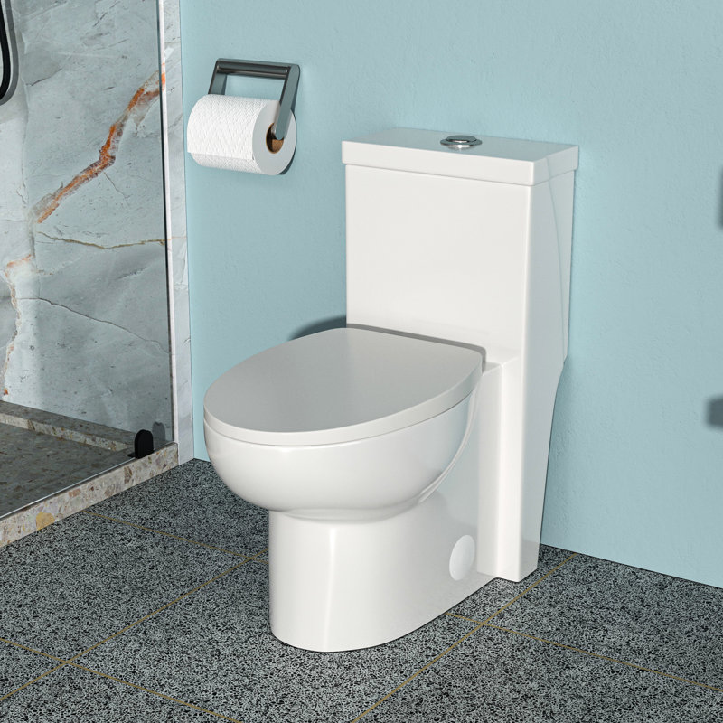 White Ceramic One Toilet With Dual Flush And Attractive Design - Stylish Bathroom Fixture Quick Installation Kit Hassle- Setup