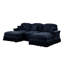 Nuage de chenille bleu avec accoudoirs évasés, jupes de plis à volants amovibles et pieds fuselés, coussin décoratif moelleux et rembourré en mousse haute densité pour une posture confortable et rembourrée