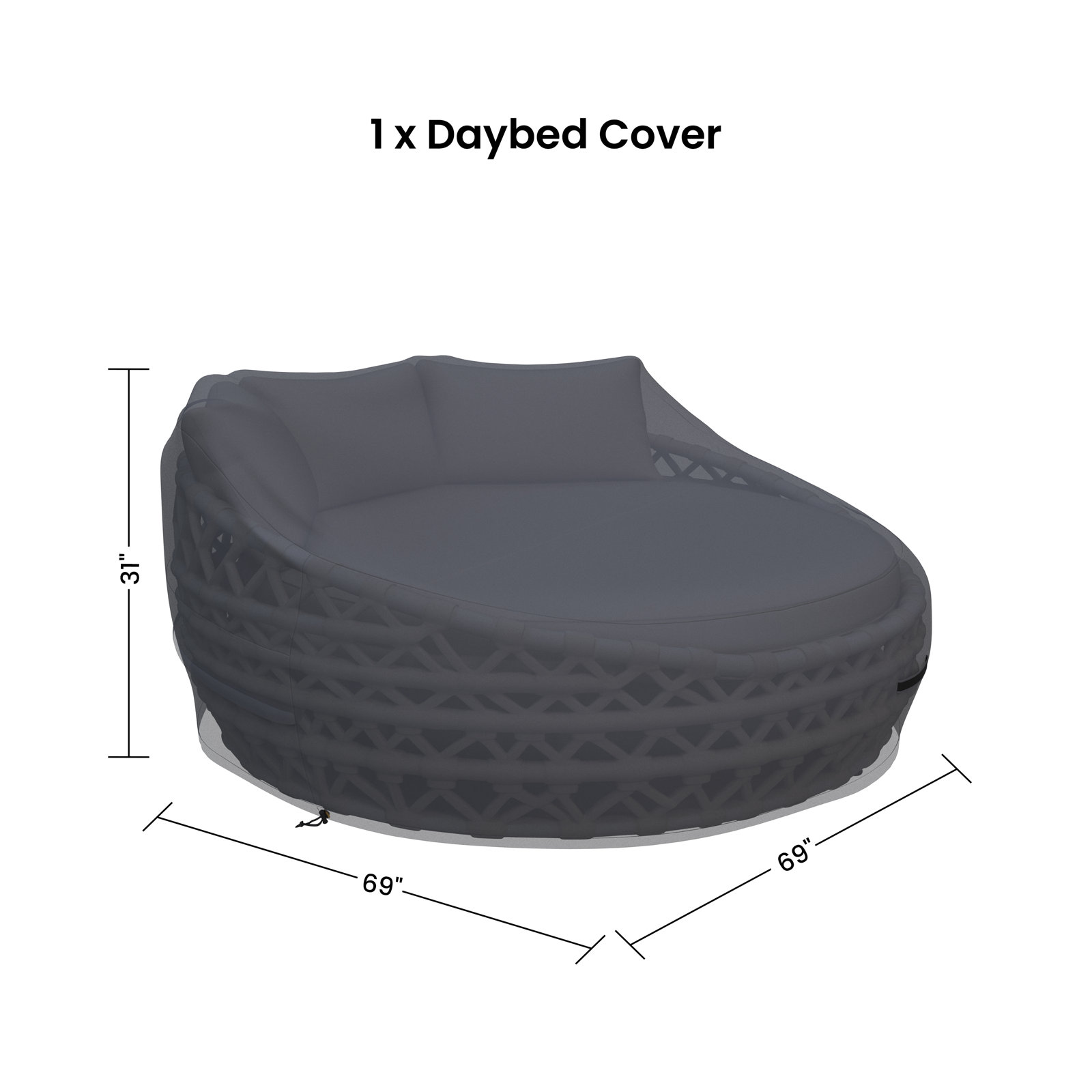 Stevie 68 Wide Patio Round Daybed Cover