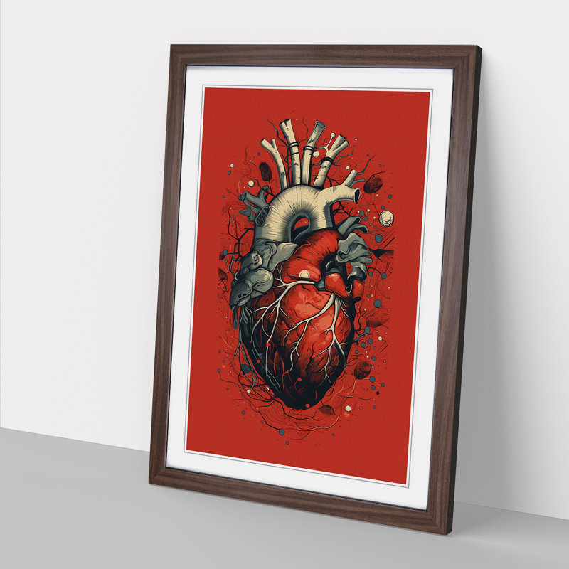 Anatomical Heart Constructivism - Framed Print, 34cm H x 25cm W, Walnut Framed