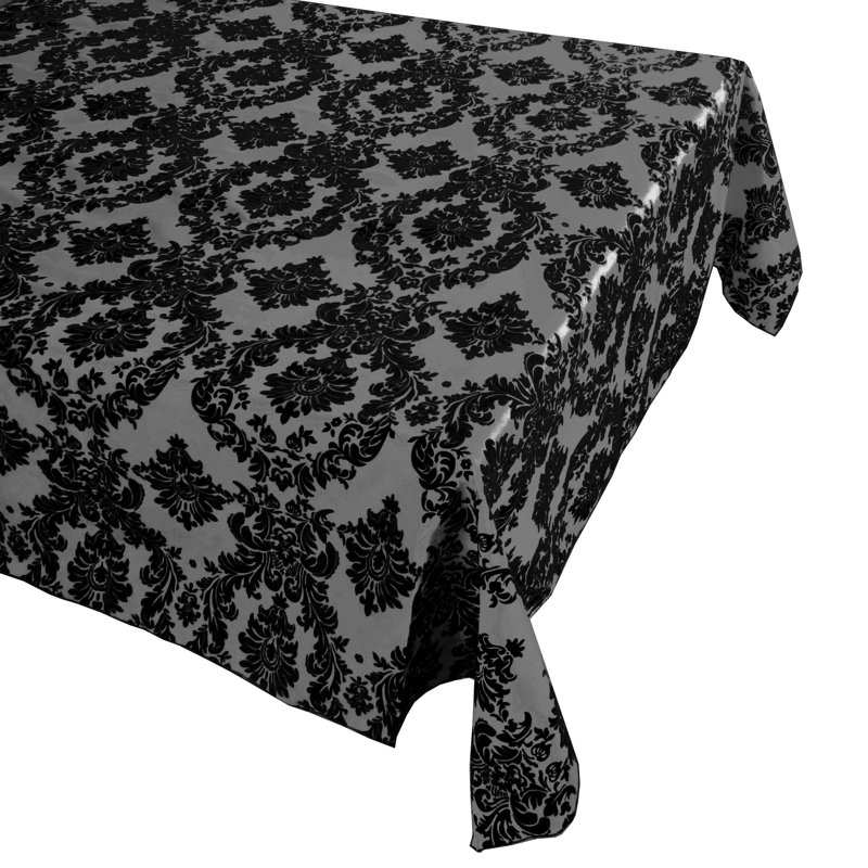 Damask Tablecloth, 58" x 58", Black/Silver
