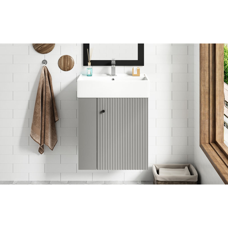 Meuble-lavabo flottant 21,6 po Modern, Gris