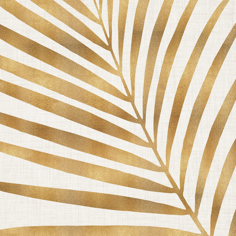 Feuille de palmier doré moderne tropical métallique, H 20 po x l 20 po