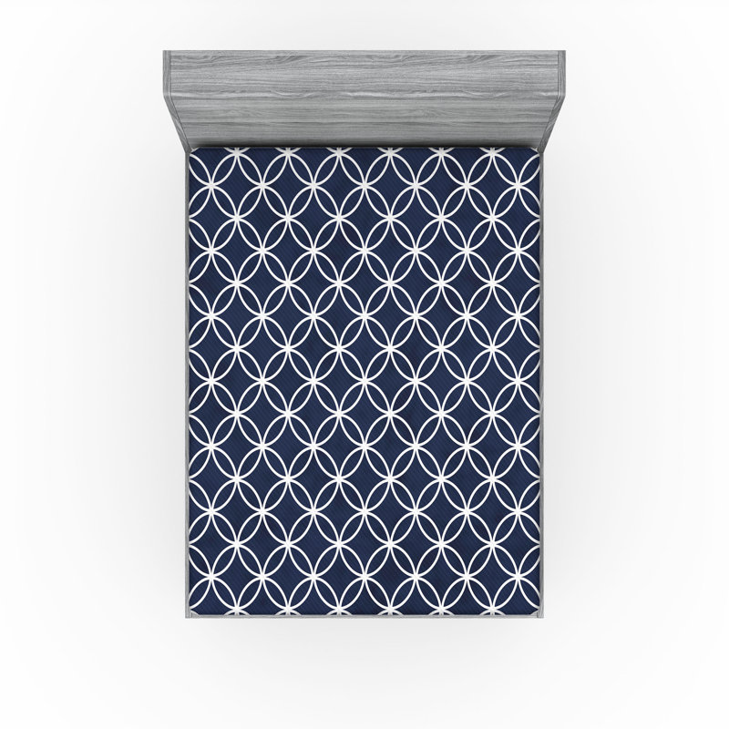 Drap-housse bleu marine Ambesonne, Ensemble de draps pour lit très grand californien