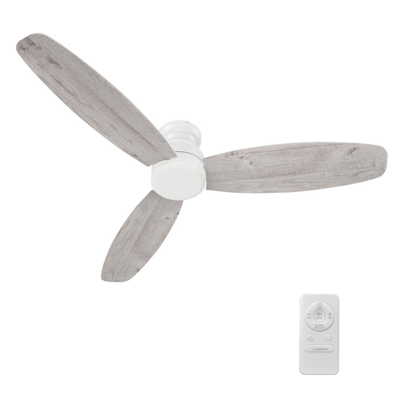 Ventilateur de plafond blanc encastré 3 pales 60 "avec télécommande, sans lumière, Blanc / Gris