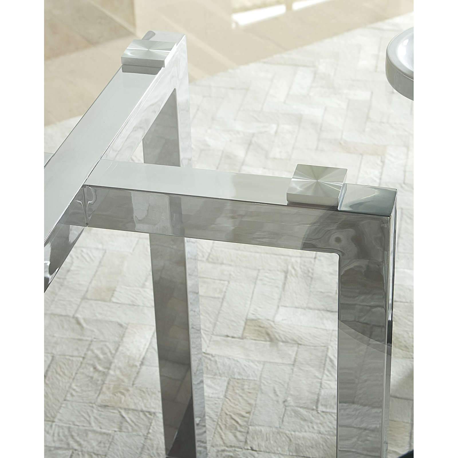 Dern 54" Glass Dining Table, 48" W x 48" L, Counter (36" Height)