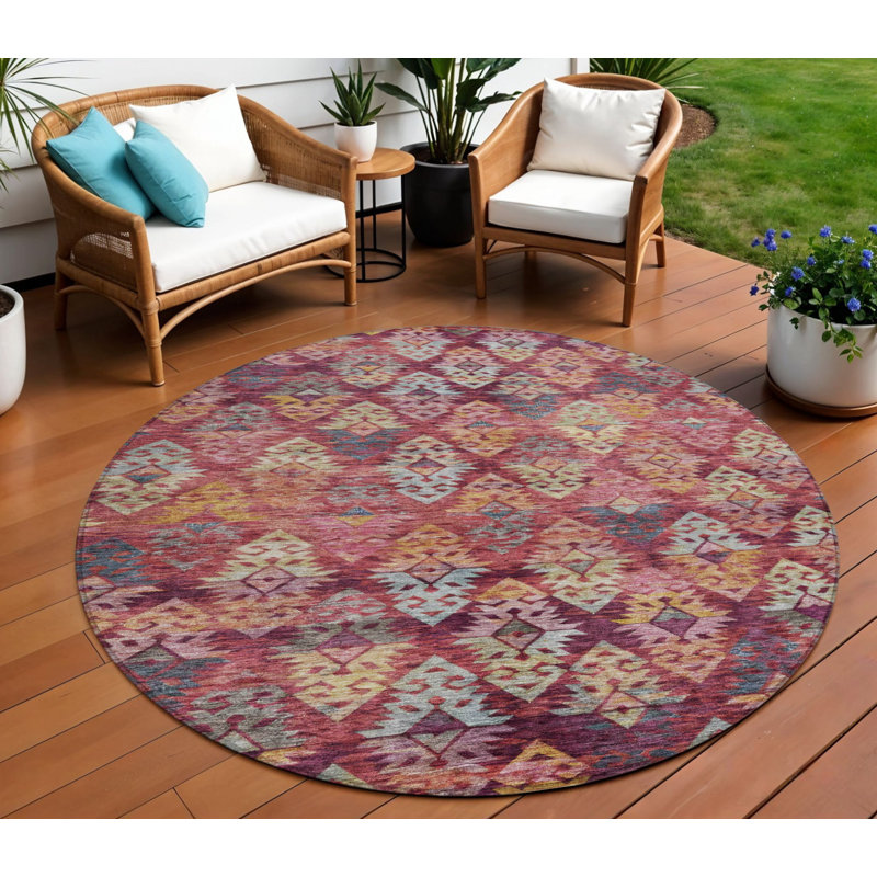 Tapis intérieur lavable rond 8 pi Aztec