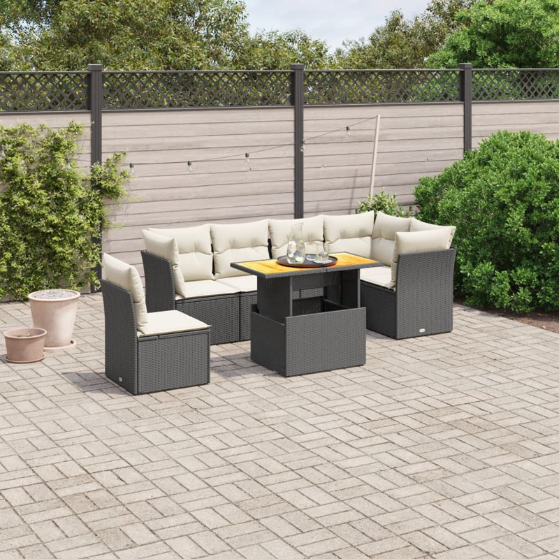 Ensemble de canapé de jardin Vidaxl noir, blanc crème