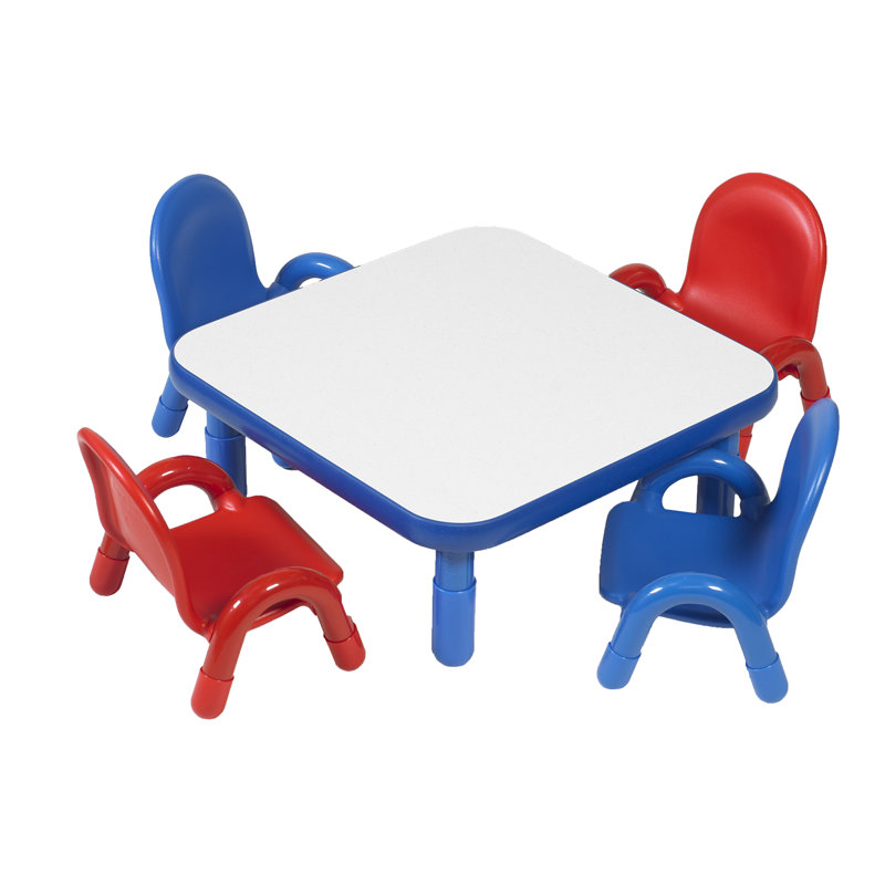 BASELINE Toddler Square Table & Chair Set, Blue/Red/White