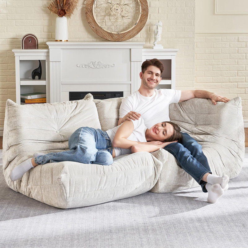 Bean Bag Chair, Memory Foam Bean Bag Chairs For Adults, Fireside Corner Chair Lazy Floor Corner Sofa For Living Room, Bedroom, Dorm, Office