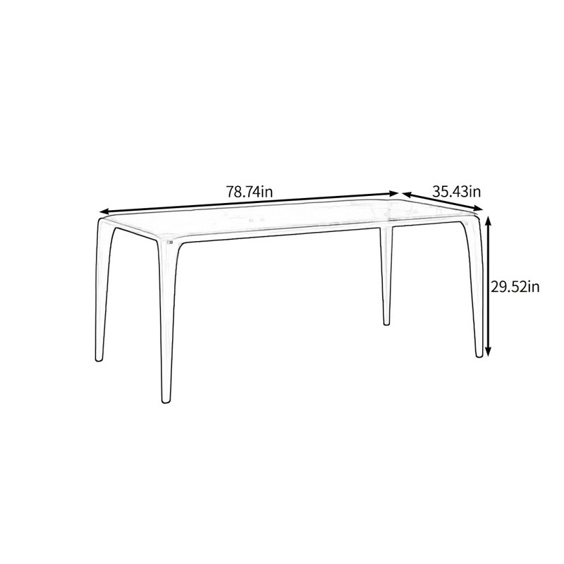 Table de salle à manger rétro élégante, H 29,52 po x L 78,74 po x l 35,43 po