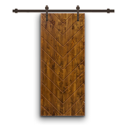 Paneled Manufactured Wood and Metal Barn Door with Installation Hardware Kit