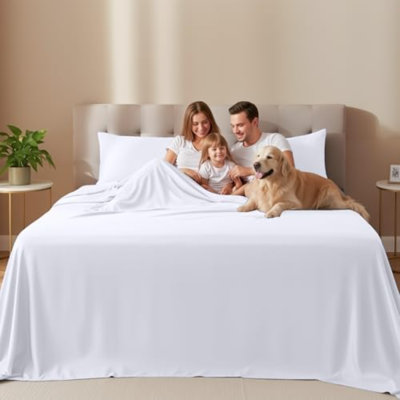 Bedding Queen Sheet Set 4 Piece Bed Sheets For Queen Size Bed, Hotel Luxury, Extra Soft, Cooling Bed Sheets - Wrinkle, And Fade Resistant (White)