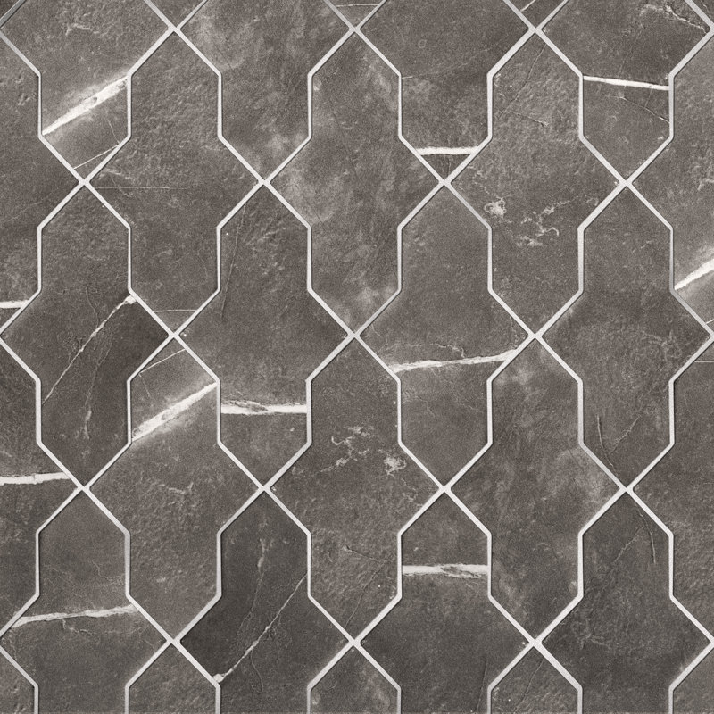 Istanbul Shield 2-3/8 In. X 8-1/4 In. Porcelain Floor And Wall Tile, Black/Beige