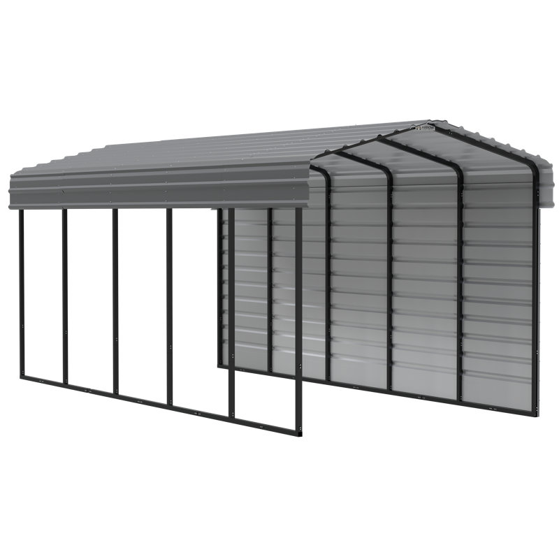Charcoal 10 x 24 ft. Steel Carport Kit with Enclosure